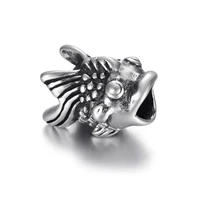 stainless steel goldfish bead polished 5mm hole metal european beads animal charms for diy jewelry making accessories