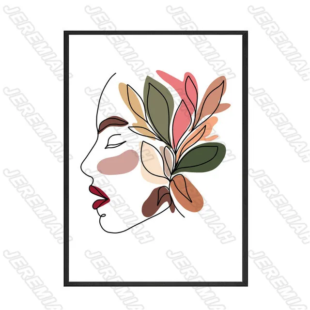 

Beauty and Flower and Leaf Creative Combination Poster Nordic Style Wall Art Canvas Print Painting Modern Living Room Decoration