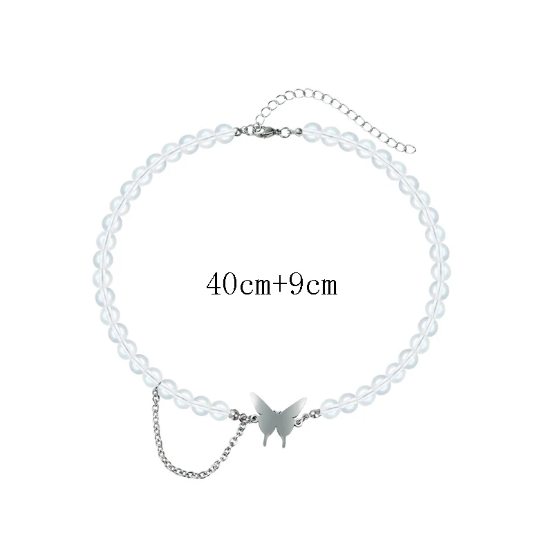 

Vintage Butterfly Transparent Acrylic Beads Pendant Necklace For Women Girl Harajuku Animal Punk Cute Choker Necklace Jewelry