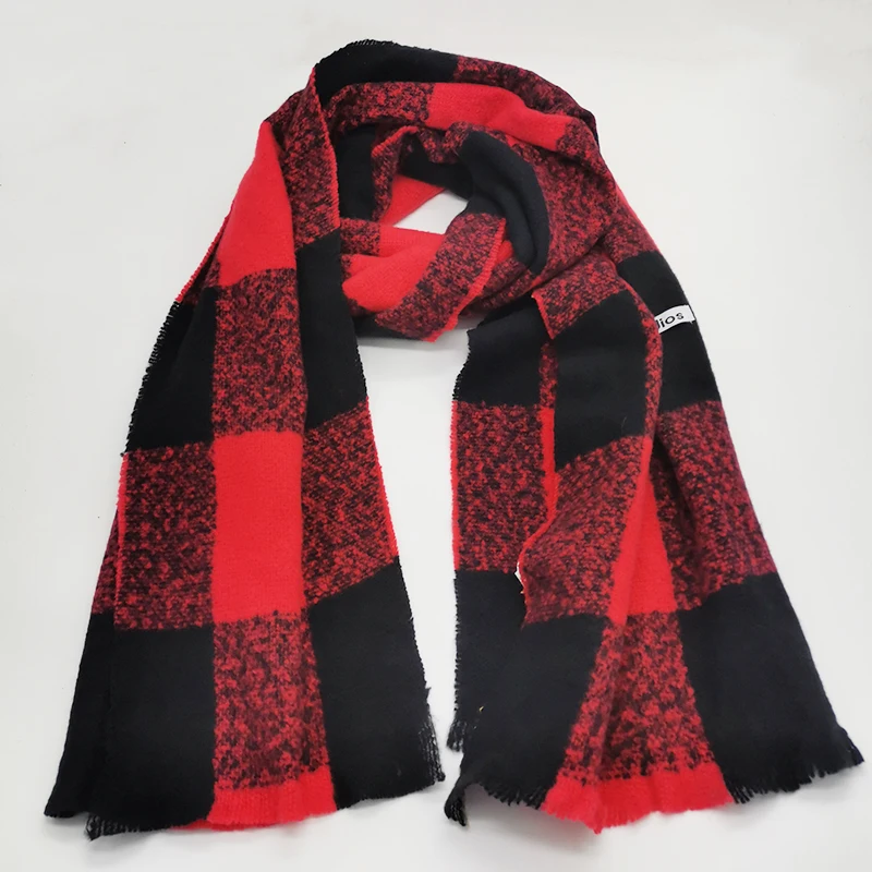 Новый бренд AC клетчатый зимний шарф женский осенний вязаный кашемировый Пашмина