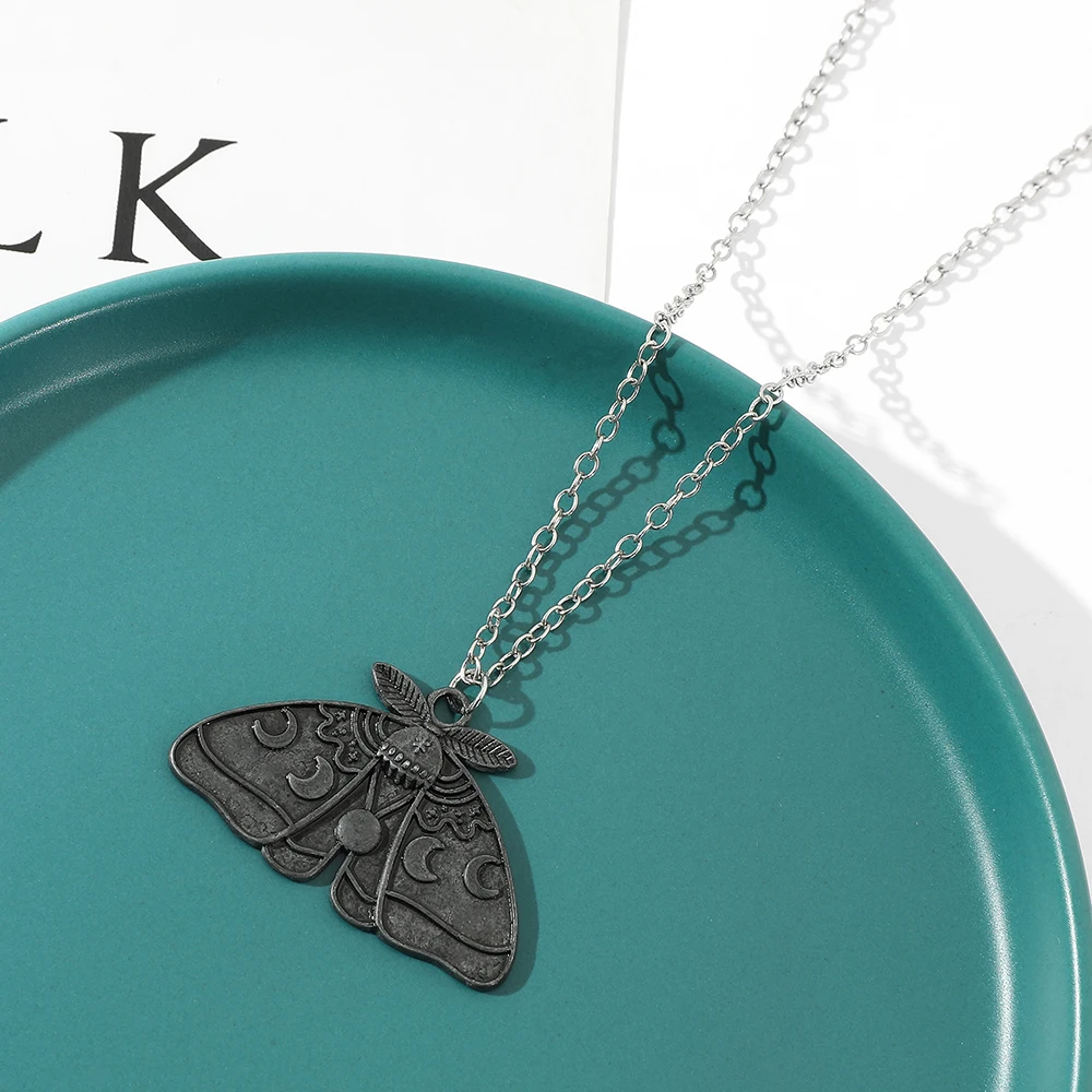 Новое ретро ожерелье с подвеской в виде листьев моли простой кулон звезды и Луны