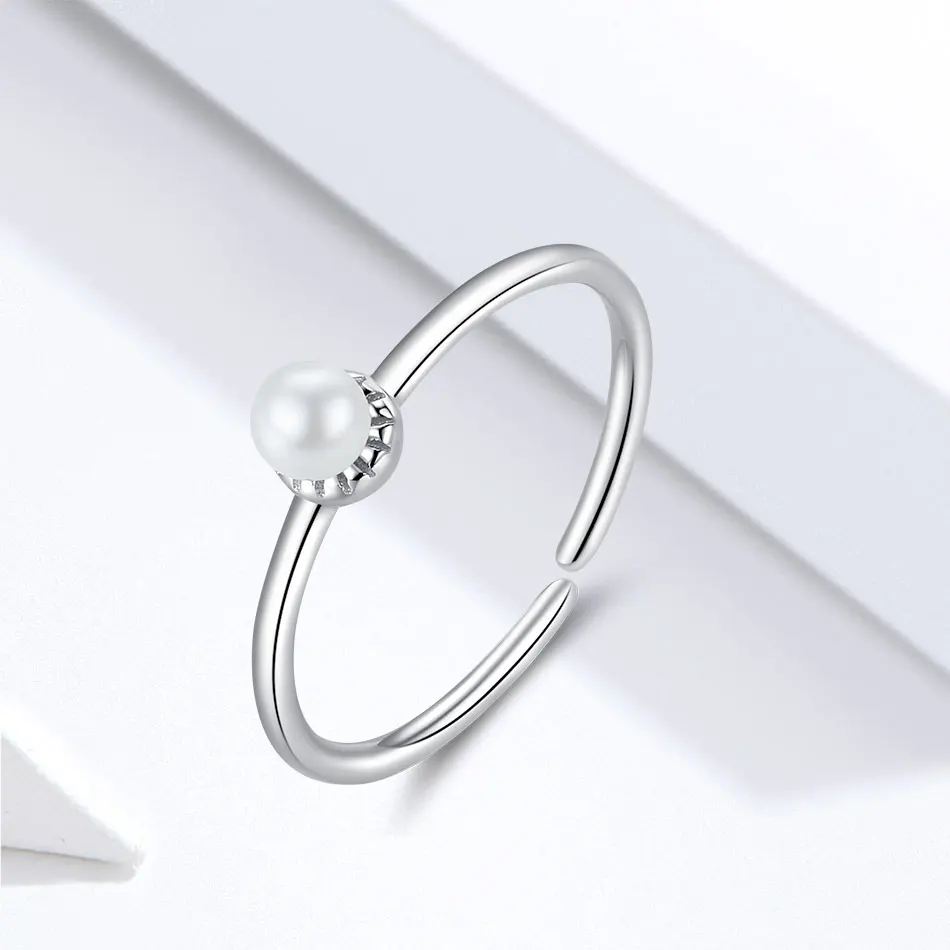 Женское регулируемое кольцо из серебра 925 пробы с искусственным жемчугом|Кольца|