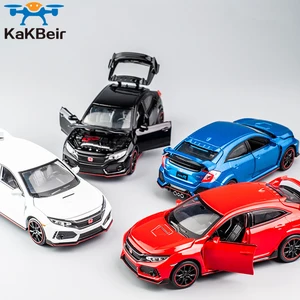 Игрушечные автомобили KaKBeir, 1:32, HONDA CIVIC TYPE-R, литые под давлением, металлическая модель автомобиля, со звуком светильник, коллекция машинок, игрушки для детей, подарок