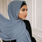Женские однотонные пузырь шифон хиджаб шарф с принтом однотонный платок на голову мусульманские хиджабы тюрбан шифоновые шарфы Бандана 83 цвета