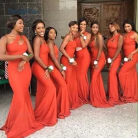 one shoulder orange mermaid bridesmaid dresses 2021 long wedding guest dresses for wedding party satin maxi gowns for girls