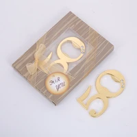 golden wedding party giveaway gold 50 metal bottle opener 50th anniversary birthday souvenir for guest wedding engagement