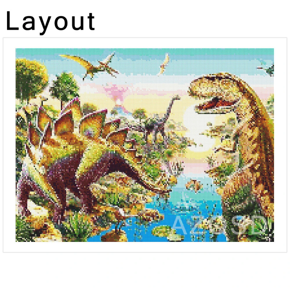 АЗКД 5D Алмазная живопись Динозавр Вышивка Животные Полный Квадрат Ринестоны Домашний Декор Ручная Работа Комплекты Крестиком.