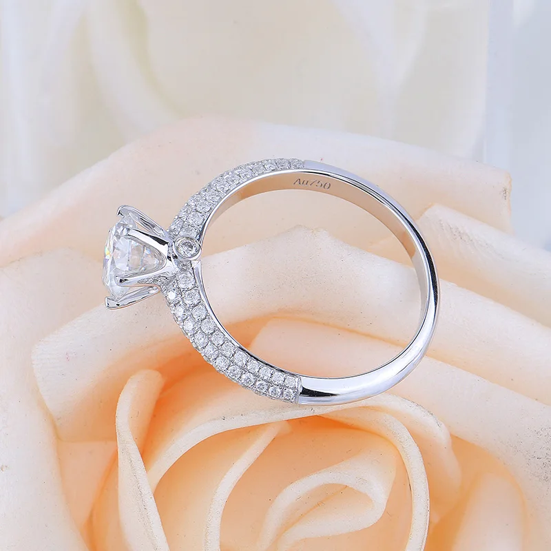 Женское Обручальное Кольцо Moissanite цельное кольцо из белого золота 18 К 14 к с тремя