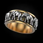 Кольца Mifeiya в стиле панк для мужчин и женщин, золотистые двухцветные кольца со слоном, с символом благоприятности, ювелирные изделия для женщин и мужчин