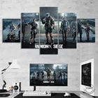 Простые идеи для рисования, 5 шт., картины на холсте Радуга шесть сидений для видеоигр, настенные картины для стрельбы, игры, художественные плакаты на холсте, настенное искусство