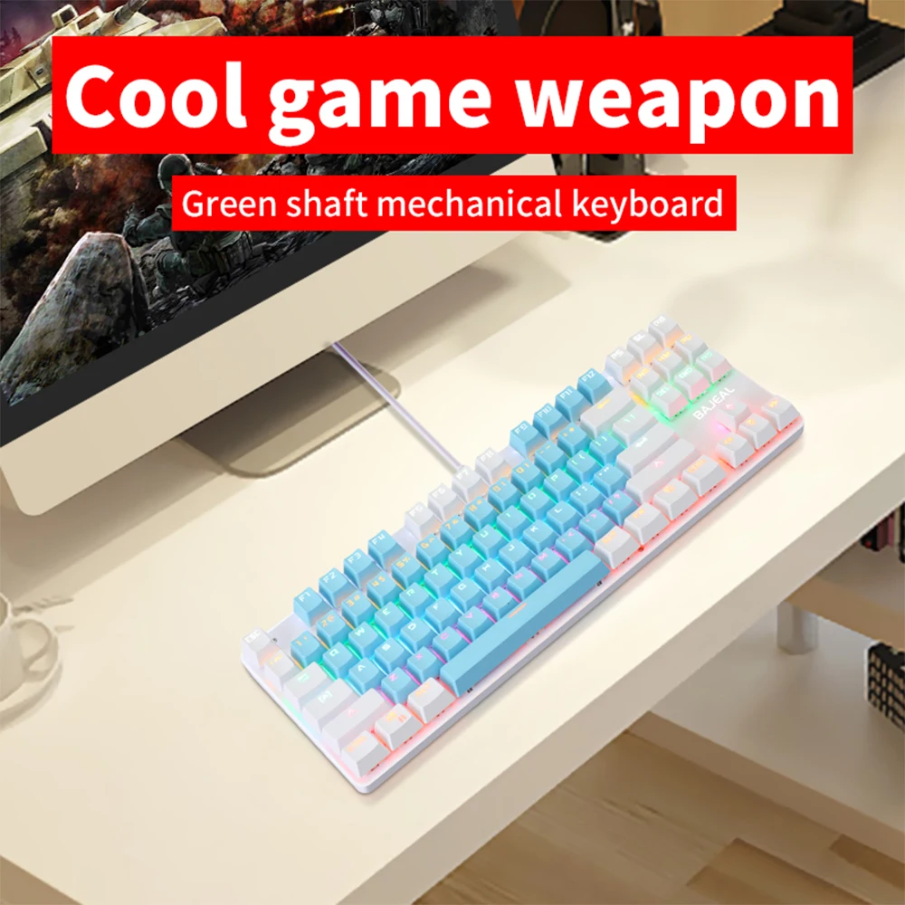gaming mechanical keyboard 87 keys game anti ghosting blue switch color backlit wired keyboard for pro gamer laptop pc free global shipping