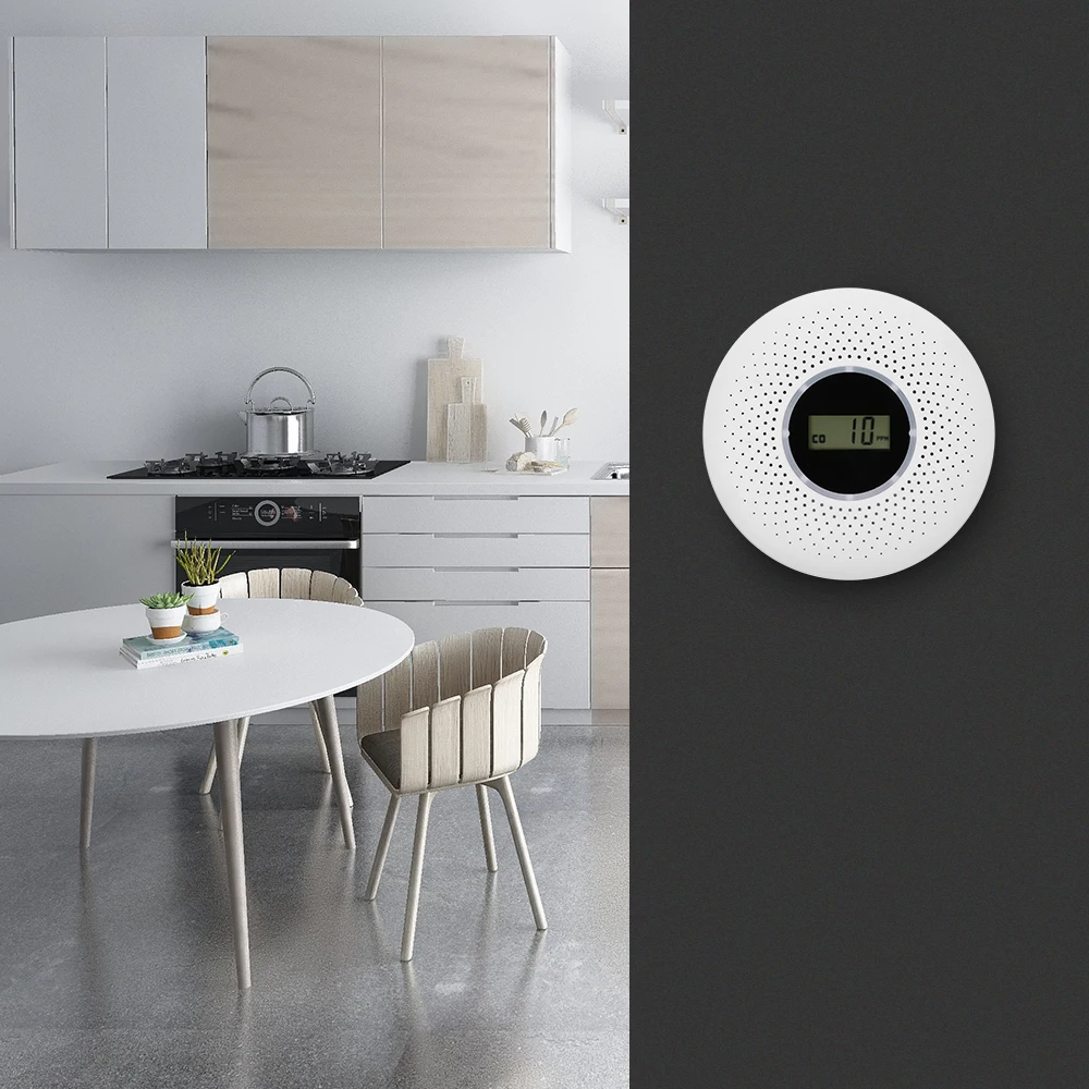 2 in 1 lcd display carbon monoxide smoke combo detector battery operated co alarm with led light flashing sound warning free global shipping