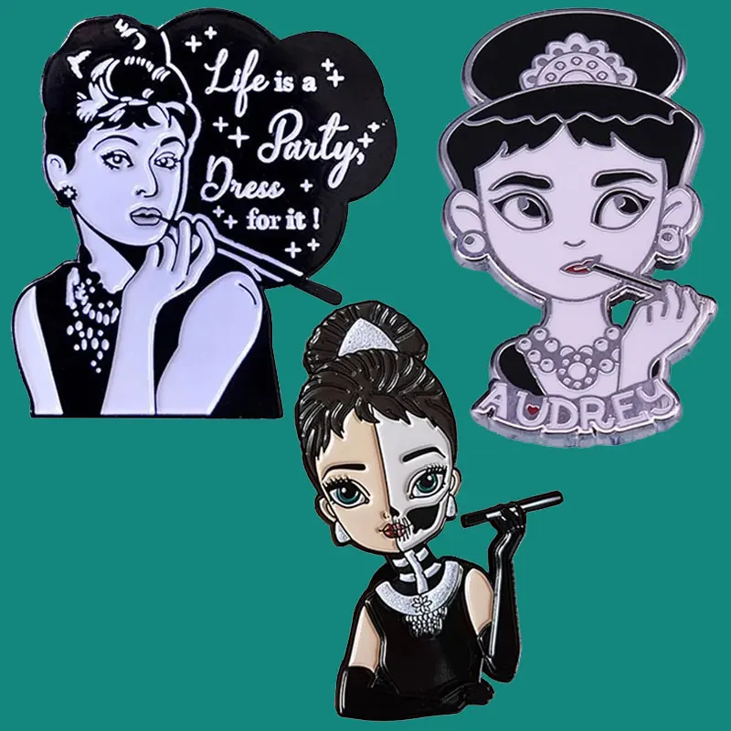 Брошь Одри хепбум на лацкан собирать красивую девушку Металлические Булавки