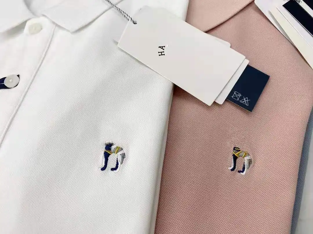 

21 summer new hajia casual Lapel men's short sleeve T-shirt embroidered loose solid color men's Polo Shirt