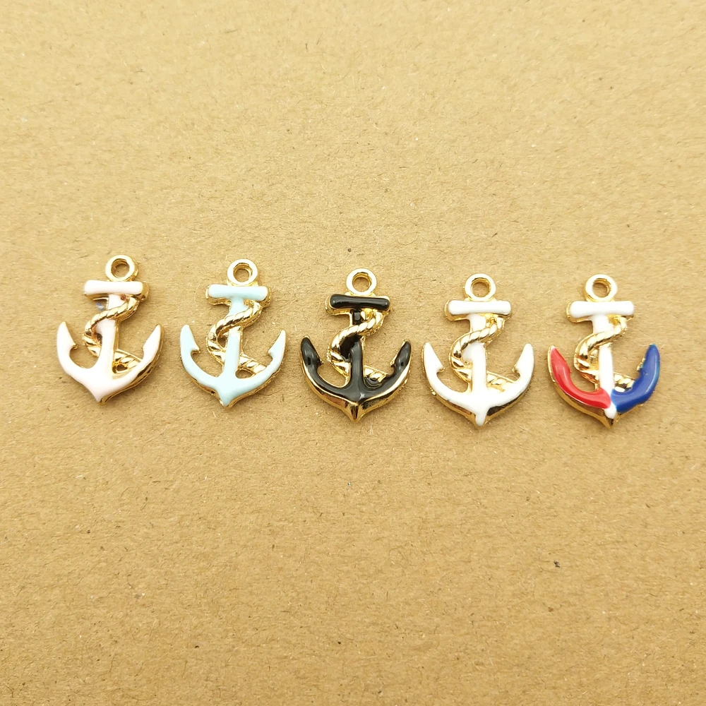 Эмалированный Шарм-подвеска с якорем для изготовления ювелирных изделий модные