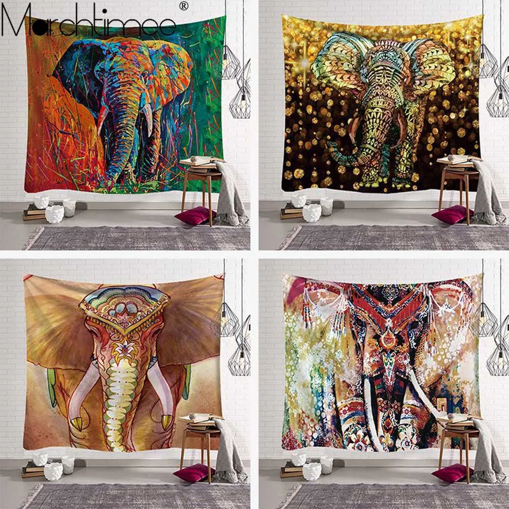 

Elephant Psychedelic Hippie Tapestry Boho Mandala Tapestry Art Wall Hanging Witchcraft Wall Cloth Tapestries Macrame Wall Carpet