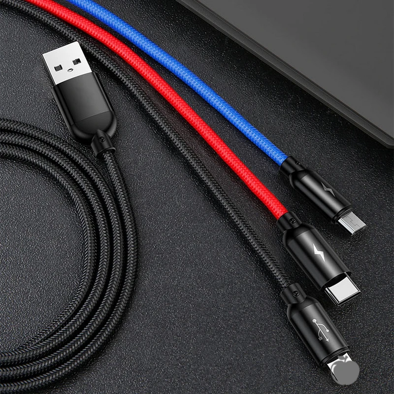 3 в 1 type C/8 Pin/Кабель зарядного устройства микро-usb для iPhone X Xr универсальный кабель быстрой зарядки для samsung S9 S8 Xiaomi зарядное устройство Шнур