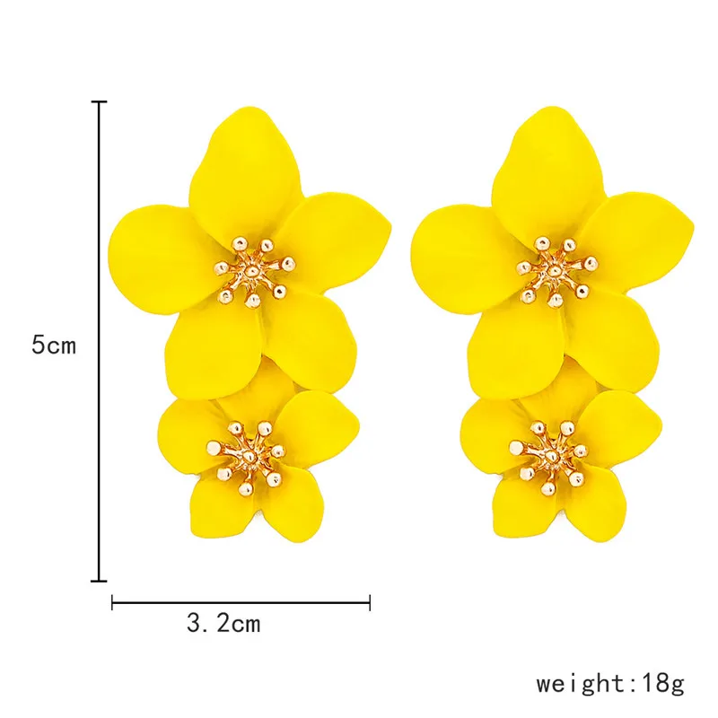 Разноцветные двухслойные серьги в виде цветов для женщин свадебные и вечерние