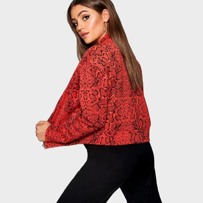 Осенняя модная куртка бомбер с длинным рукавом и леопардовым принтом Женская