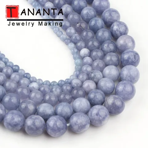 Бусины Из Натурального голубого ангелита, Круглые, для самостоятельного изготовления ювелирных изделий, 6, 8, 10, 12 мм, 15 дюймов