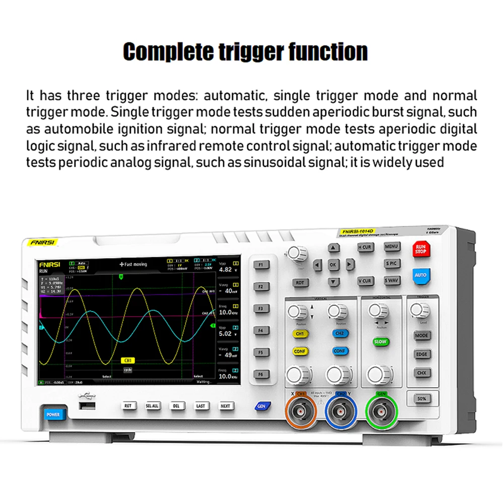 

FNIRSI-1014D Oscilloscope 2 In 1 Dual Channel Input Signal Generator 100MHz* 2 Ana-log Bandwidth 1GSa/s Sampling Rate
