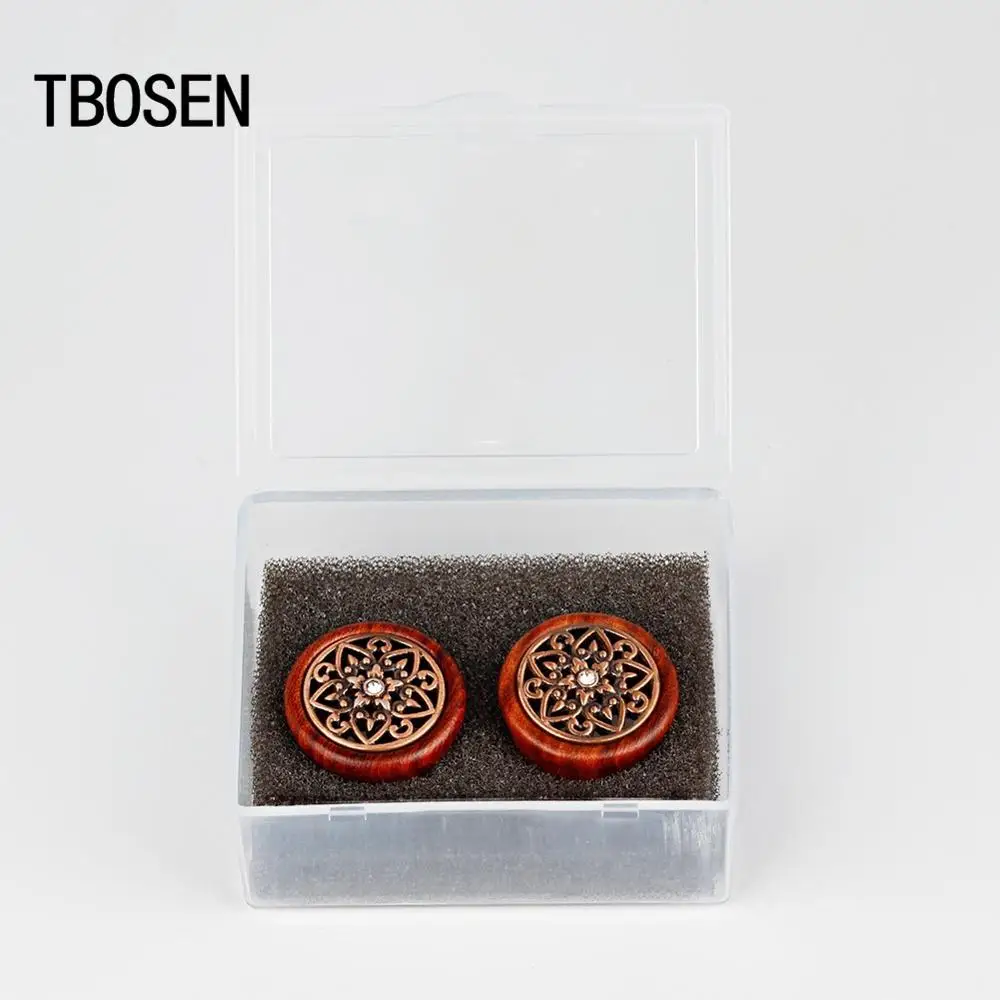 

New arrival metal crystal design piercing wood ear plugs tunnels gauges piercing body jewelry best gift for men women pair sell