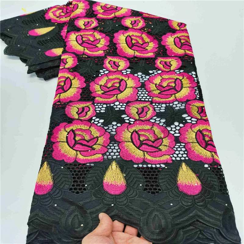 

Cotton Lace African Laces Fabric 2021 High Quality Lace French Swiss voile Embroidery Lace Fabric 5Yards Wedding Dress H81-81