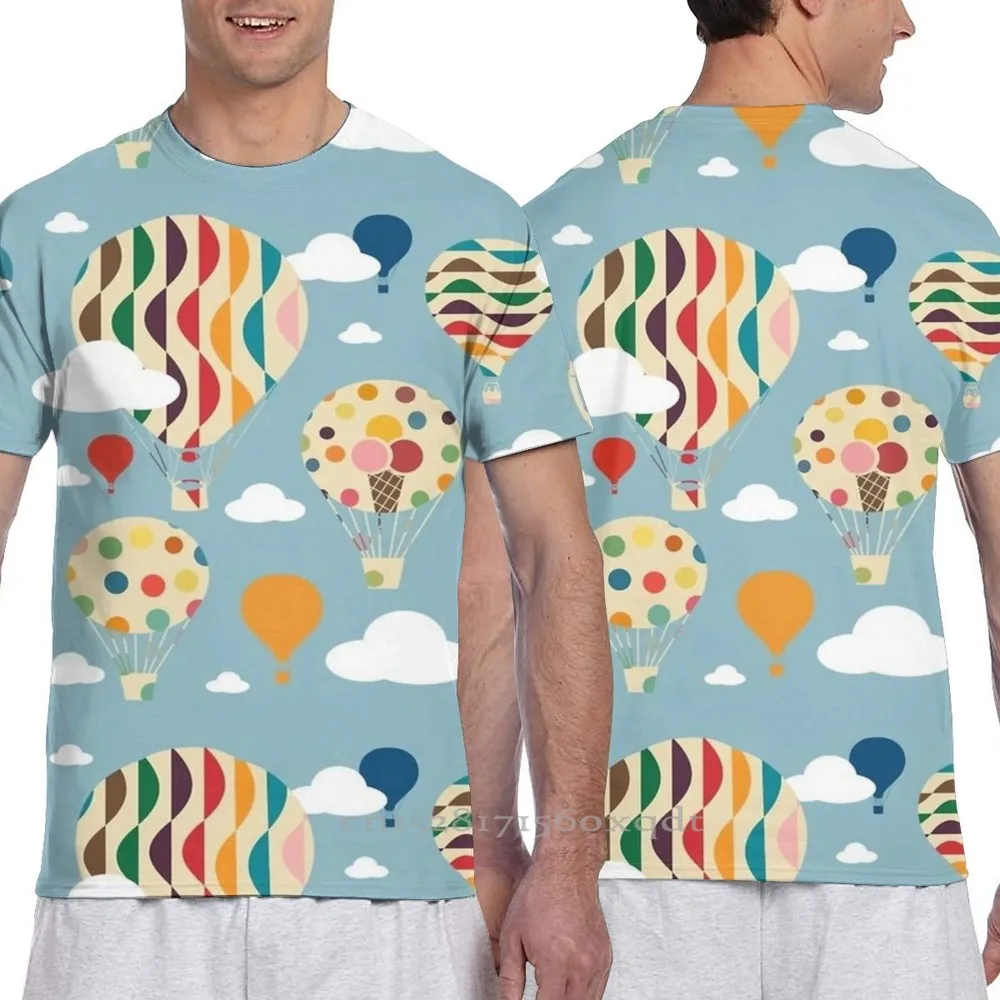 Футболка с воздушным шаром для мужчин и женщин модный топ принтом коротким