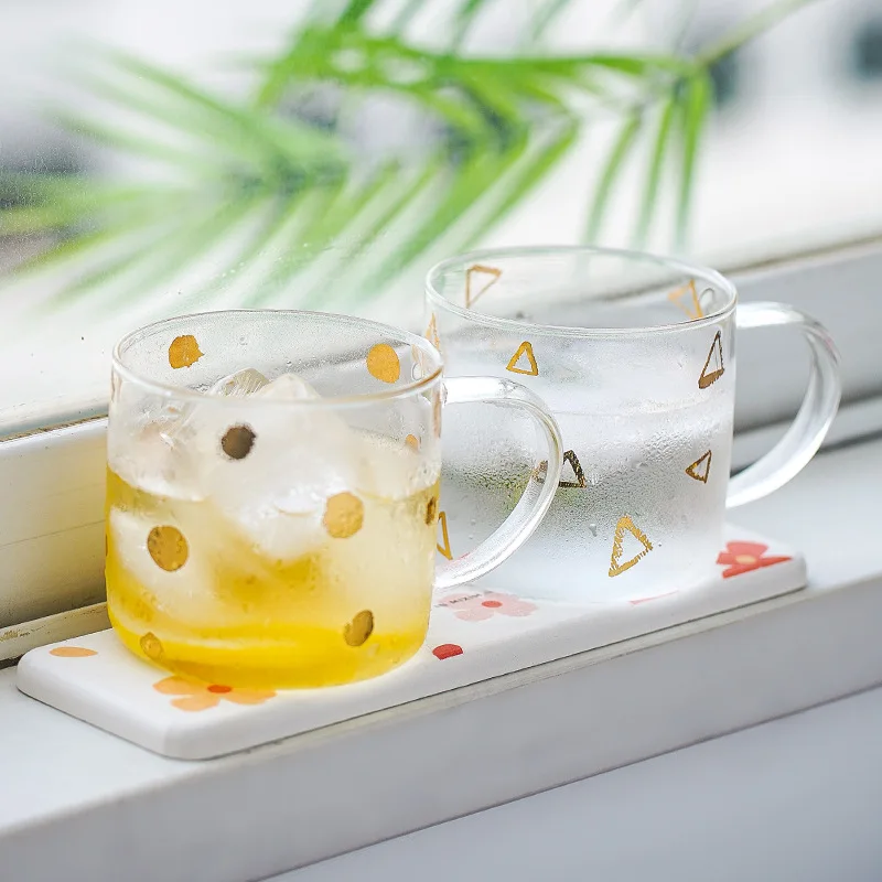 400ml Glass Transparent Simple Letter Printing Belt Put The Cup Milk Yogurt Coffee High Borosilicate Water Tumbler | Дом и сад