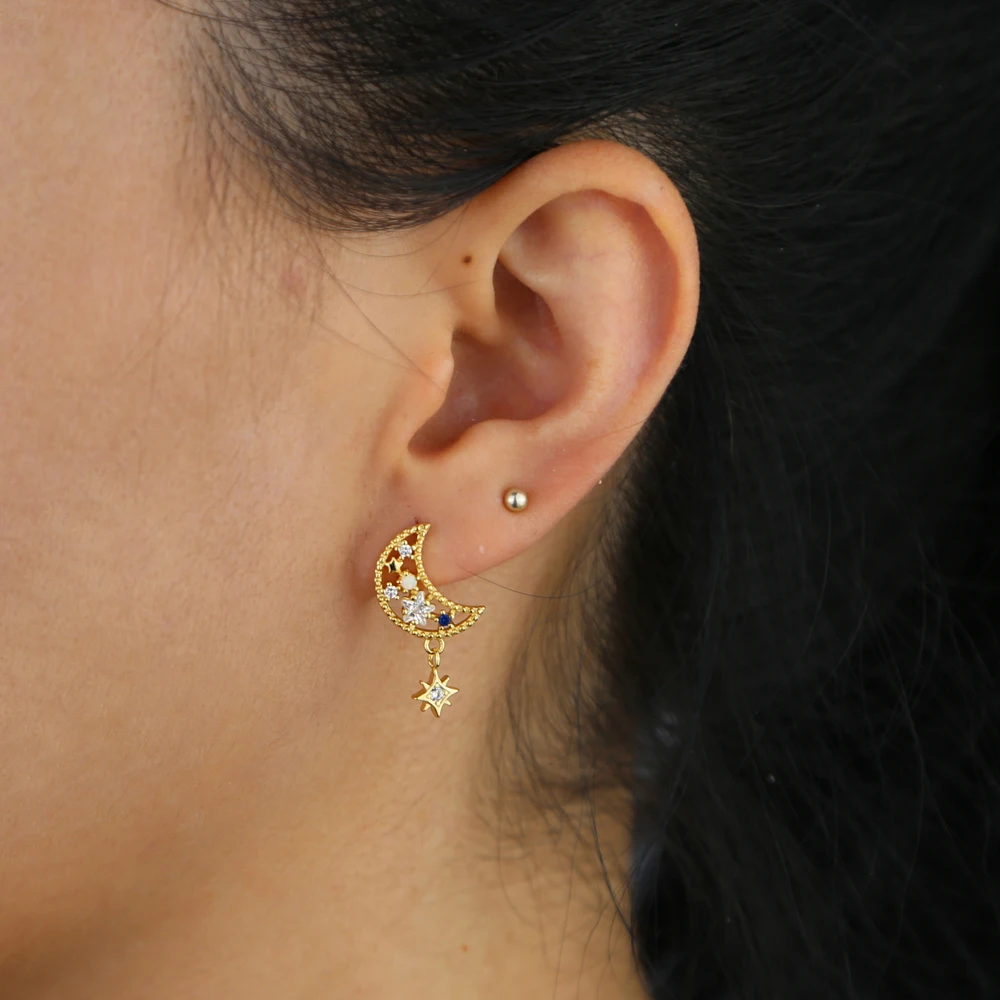 2019 Новое поступление MOON STAR дизайнерский Шарм Золотая Сережка гвоздик