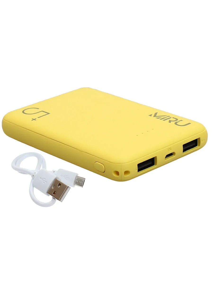 Внешний аккумулятор MIRU Li Pol 5000 mAh желтый|Внешние аккумуляторы| |
