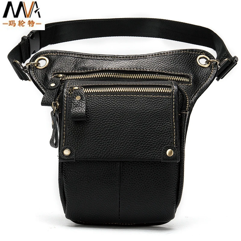 Men's First layer cowhide exercise waist bag  Retro leather bicycle motorcycle bag  European and American styler man belt pouch