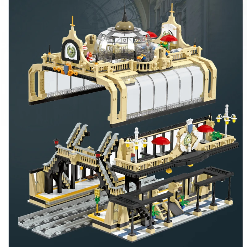 

Ideas Street View European Railway Europe Train Station Studgate Model Moc Modular Building Blocks Bricks toys for kids