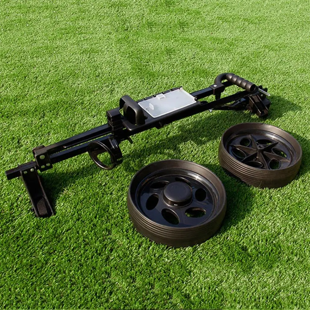 

Foldable Golf Cart Adjustable Height 2 Wheel Push Pull Golf Steel Frame Cart Trolley Swivel Black Large Capacity