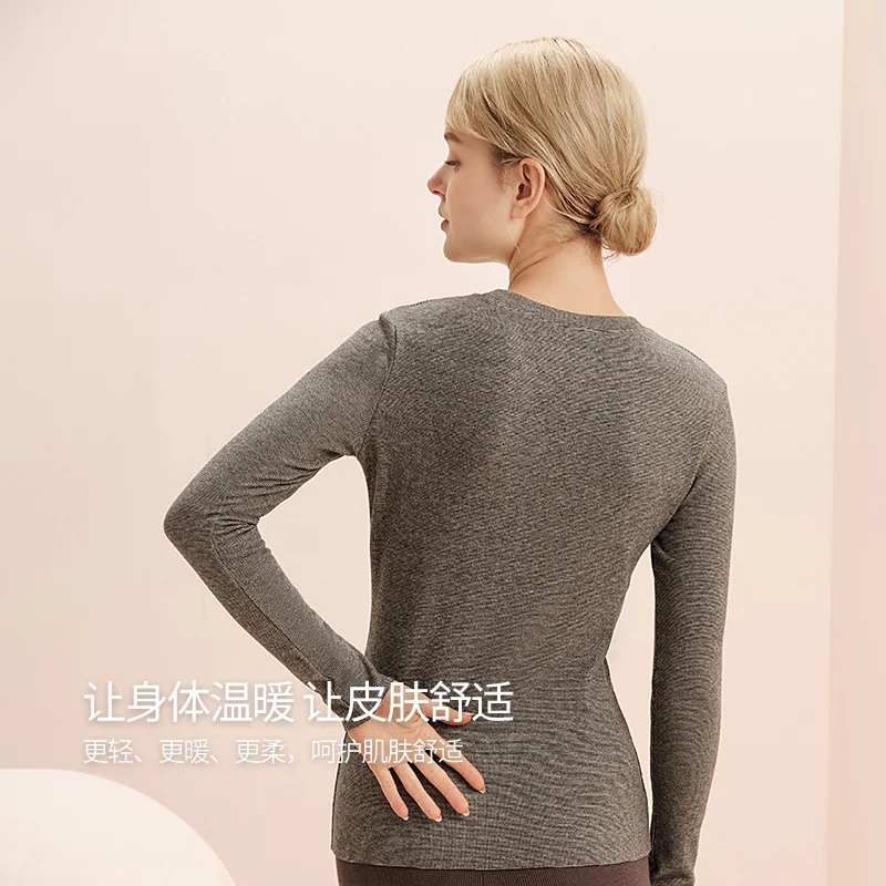 Women's Round Neck Bottoming Shirt Autumn Warm Top Autumn Student Winter Frosted Heat Storage Long Sleeve T-shirt