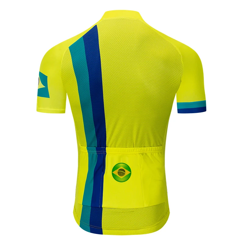 Pro Short Sleeve SUMMER TOPS Cycling Maillot fashion Jersey bike wear triathlon sweatshirt Yellow Brazil Men Motorcycle jacket | Спорт и