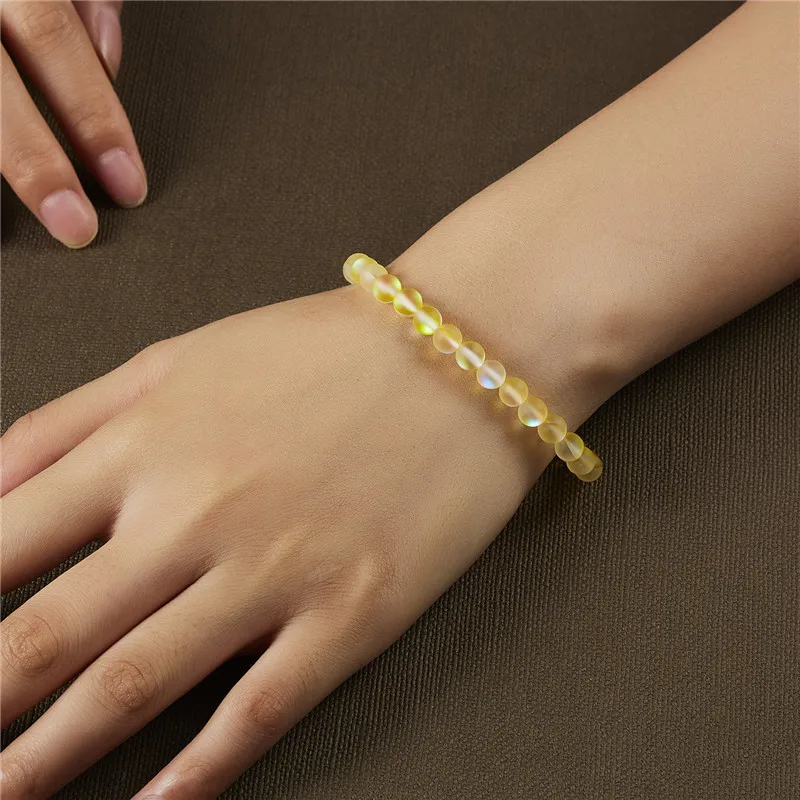 Ручной работы лунный камень браслет на эластичной веревке с натуральным