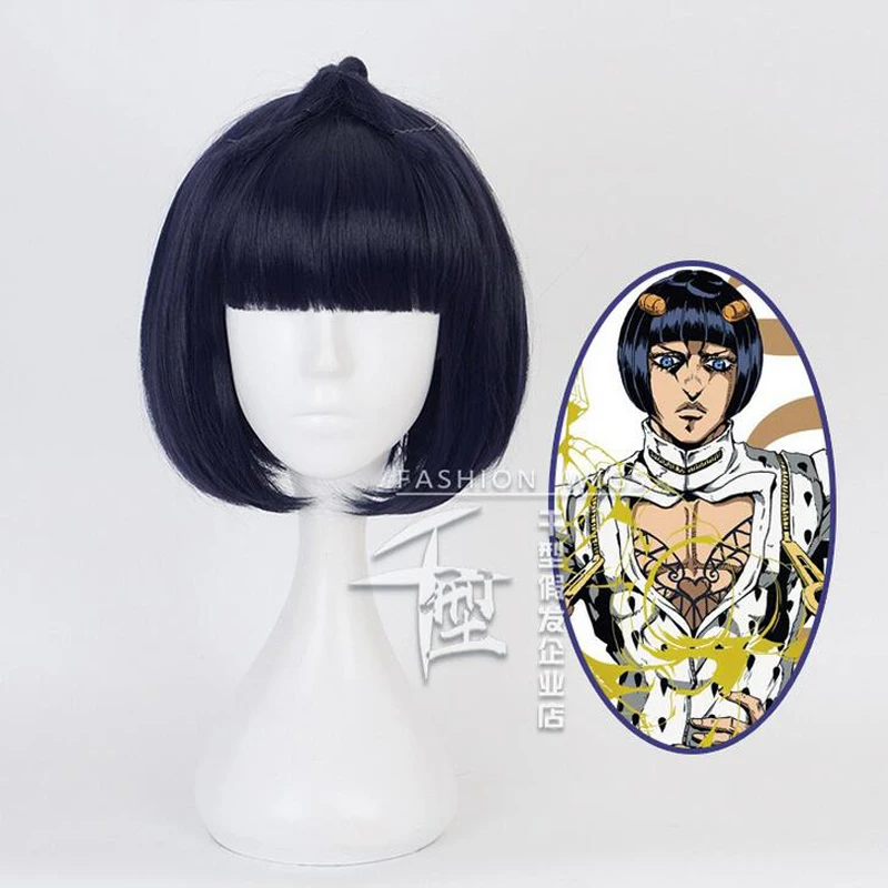 

Anime JoJo's Bizarre Adventure Bruno Bucciarati Wig Sticky Finger Short Heat Resistant Synthetic Hair Wigs + Wig Cap