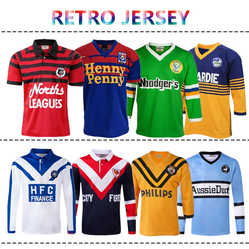 Ретро Регби Джерси 1991 Северный Сидней медведи 1985 бэнкстаун бульдог 1976 роутеры 1988