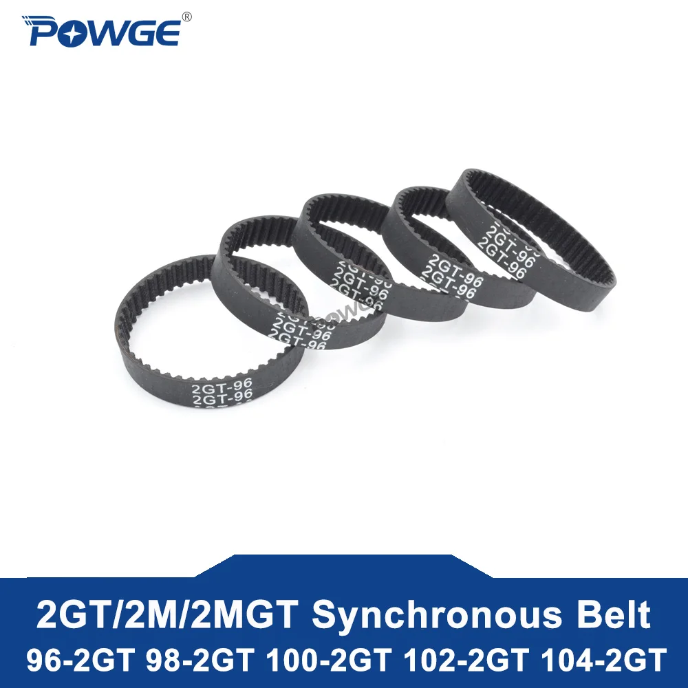 POWGE 2MGT 2 м 2GT синхронный ремень ГРМ длина шага 96/98/100/102/104 мм ширина 3/6/9/15 зубов 48 49 50 51