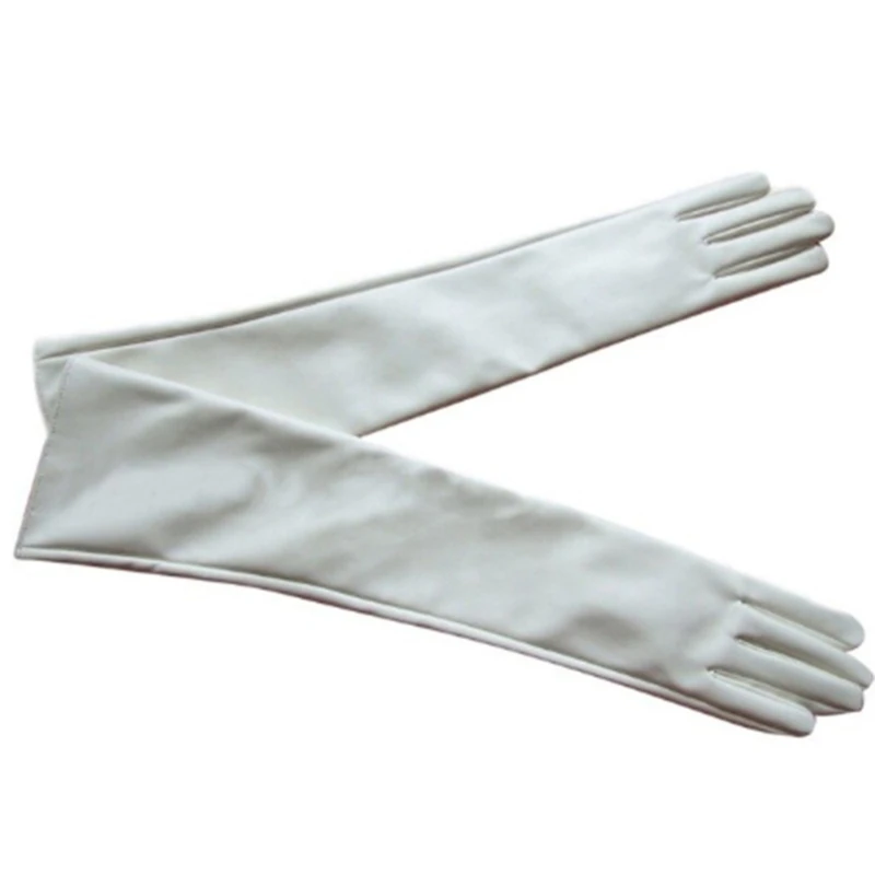 

Winter Ladies PU Leather Gloves Fashion Full Finger Solid Elbow Length Mittens Women Opera Evening Party Gloves