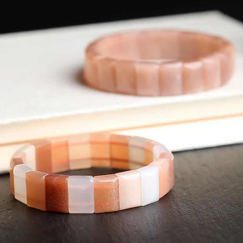 Мужские и женские браслеты на запястье оранжевые из натурального камня