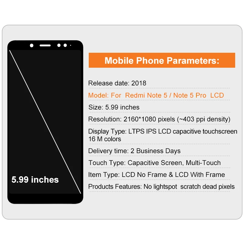 Pantalla LCD original para Xiaomi Redmi Note 5 Pro, digitalizador t&aacute;ctil con procesador Snapdragon 636, piezas de repuesto-1