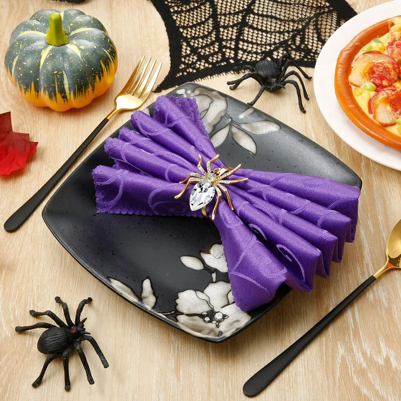 

6 Pcs Spider Napkin Rings Napkin Holder Buckle Serviette Home Table Decoration Party Supplies-ABUX