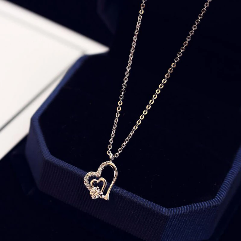 Ожерелье цепочка из белого золота с двойным ажурным кристаллом Модное изящное