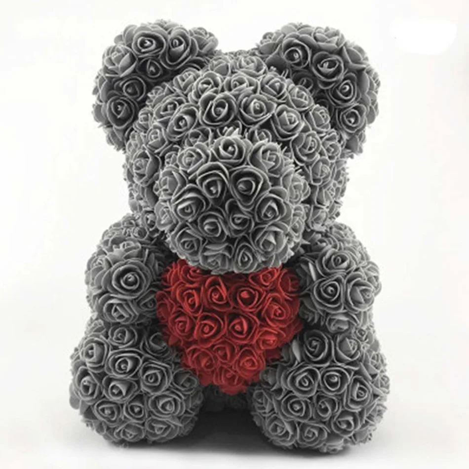 Gray 40cm Дропшиппинг 25 \ 40 см красный плюшевый медведь розы искусственные рождественские подарки для женщин подарок на день Святого Валентина плюшевый медведь \ Собака - Цвет: Gray 40cm