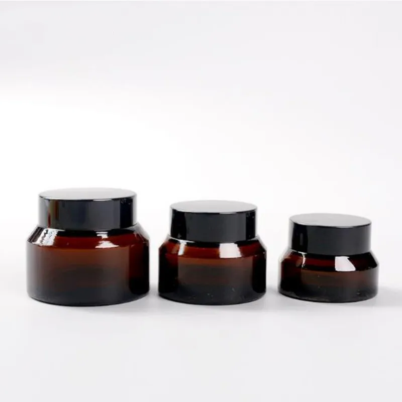 

20g 30g 50g Amber Brown Glass Cosmetic Jar Pot Face Cream Bottles Skin care Container Pot Makeup Storage Vial
