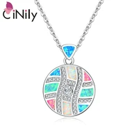 cinily created blue pink white fire opal cubic zirconia silver plated pendant wholesale for women jewelry pendant 1 od4527