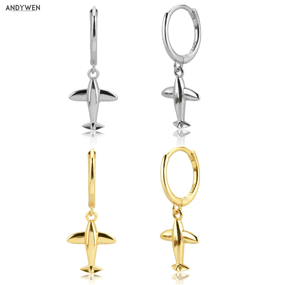 ANDYWEN 925 Sterling Silver Slim Aircraft Drop Earring 2020 Party Wedding Luxury Jewelry For Women Piercing Pendiente | Украшения и