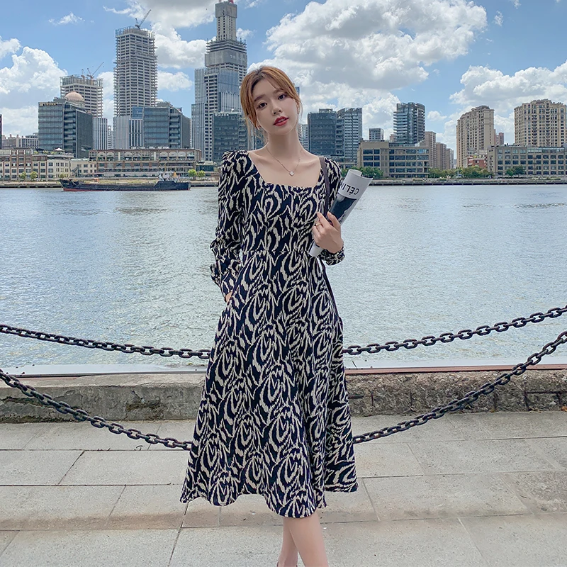 

Black Long Chiffon Women Pocket Dress Invisible Zipper Autumn Spring Runway 2022 Korean Long Sleeve Vintage Elegant Casual Dress